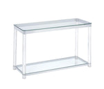 Adriana Chrome & Acrylic Sofa Table with Glass Top