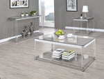 Adriana Chrome & Acrylic Sofa Table with Glass Top