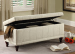 Afton Cream Fabric Lift Top Storage Bench