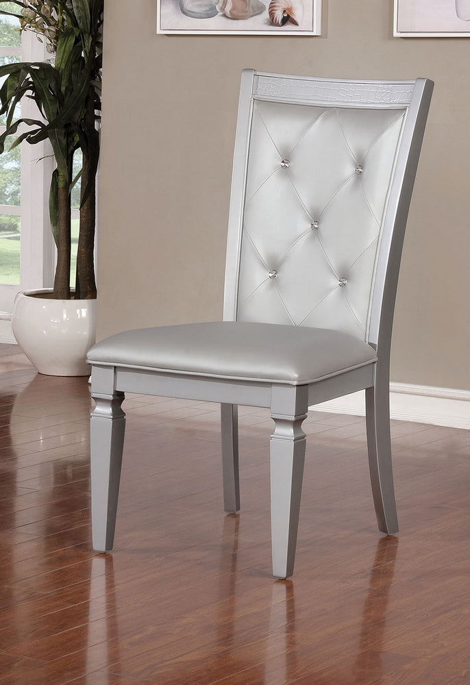 Alena 2 Silver Leatherette/Wood Side Chairs