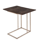 Alena Chocolate Chrome Snack Table with Chestnut Wood Top