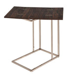 Alena Chocolate Chrome Snack Table with Chestnut Wood Top