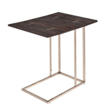 Alena Chocolate Chrome Snack Table with Chestnut Wood Top