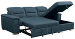 Alfio 2-Pc Blue Fabric RAF Sectional with Pull-Out Bed