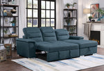 Alfio 2-Pc Blue Fabric RAF Sectional with Pull-Out Bed