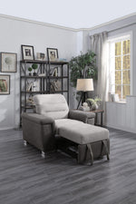 Alfio Two-Tone Fabric Chair with Pull-Out Ottoman