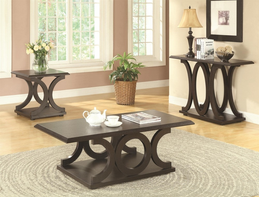 Alfonsina 3-Pc Cappuccino Wood C-Shape Table Set