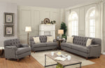 Alianza Dark Gray Fabric Button Tufted 2-Seat Sofa with 2 Pillows