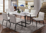 Alisha White Wood/Black Metal Dining Table