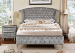 Alzir Gray Fabric Cal King Bed (Oversized)