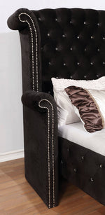 Alzire Black Fabric Cal King Bed (Oversized)