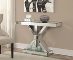 Amala Clear Mirror Console Table with X-Shaped Base