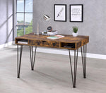 Amish Antique Nutmeg Writing Desk with Metal Legs