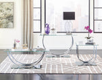 Amore Chrome & Glass Coffee Table with U-Shaped Base