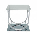 Amore Chrome & Glass End Table with U-Shaped Base