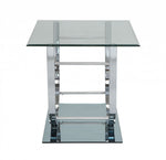 Amore Chrome & Glass End Table with U-Shaped Base