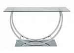 Amore Chrome Glass Sofa Table with U-Shaped Base