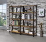 Analiese Antique Nutmeg Wood/Black Metal Double Bookcase