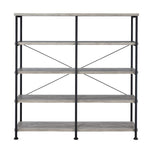 Analiese Grey Driftwood Wood/Black Metal Double Bookcase