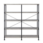 Analiese Grey Driftwood Wood/Black Metal Double Bookcase