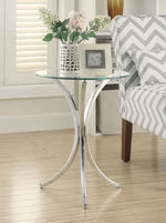 Anastas Chrome Metal Snack Table with Glass Top