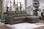 Andes 2-Pc Taupe Fabric RAF Sectional w/Pull-Out Bed