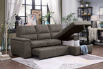 Andes 2-Pc Taupe Fabric RAF Sectional w/Pull-Out Bed