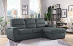 Andes 2Pc Gray Fabric RAF Sectional Sofa w/Pull-Out Bed