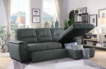 Andes 2Pc Gray Fabric RAF Sectional Sofa w/Pull-Out Bed