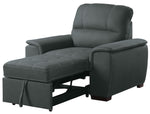 Andes Gray Fabric Chair with Pull-Out Ottoman