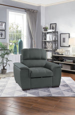 Andes Gray Fabric Chair with Pull-Out Ottoman