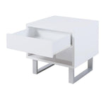 Antelmo Contemporary High Glossy White Wood End Table