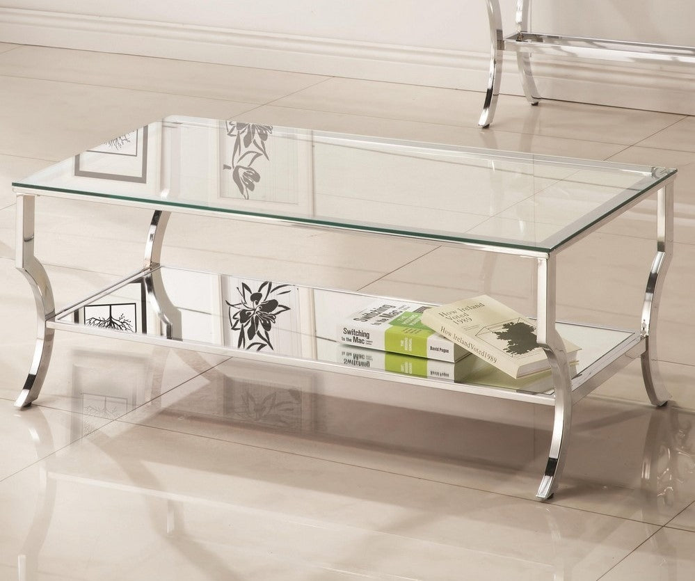 Saide Contemporary Clear Glass/Chrome Finish Coffee Table