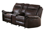 Aram Dark Brown Manual Glider Recliner Loveseat