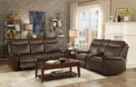 Aram Dark Brown Manual Glider Recliner Loveseat