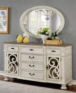 Arcadia Antique White Server w/Mirrored Doors