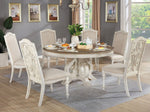 Arcadia Antique White Wood Round Dining Table