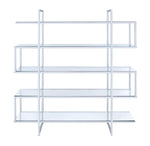 Ardor Chrome Metal Bookcase with Clear Glass Shelves