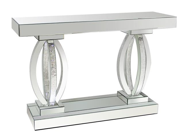 Arely Clear Mirror Sofa Table with Rhinestones