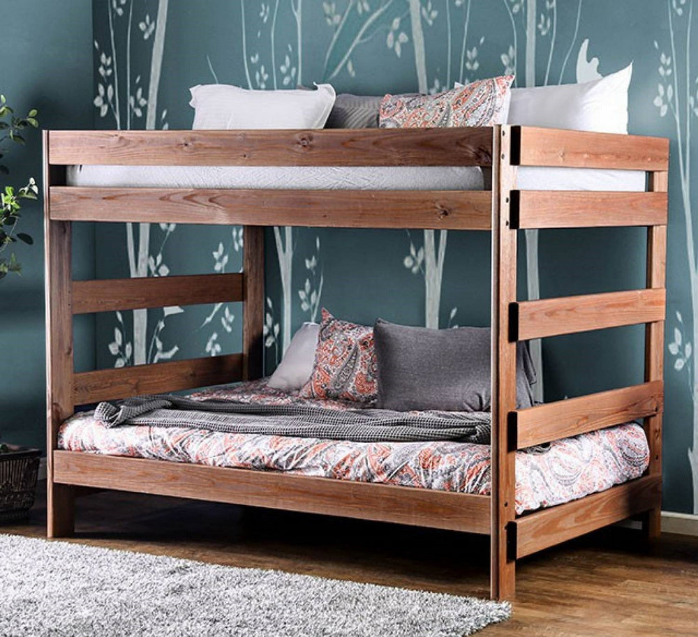 Arlette Mahogany Wood Full/Full Bunk Bed