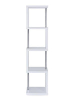 Ascend White Wood Bookcase with Chrome Details