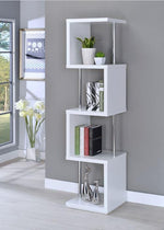 Ascend White Wood Bookcase with Chrome Details