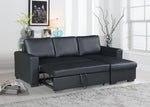 Assunta Black Faux Leather Sectional with Pull Out Bed