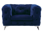 Atronia Blue Fabric Button Tufted Chair