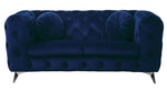 Atronia Blue Fabric Button Tufted Loveseat