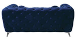 Atronia Blue Fabric Button Tufted Loveseat