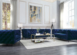 Atronia Blue Fabric Button Tufted Sofa