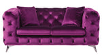 Atronia Purple Fabric Button Tufted Loveseat