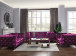 Atronia Purple Fabric Button Tufted Loveseat