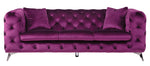 Atronia Purple Fabric Button Tufted Sofa